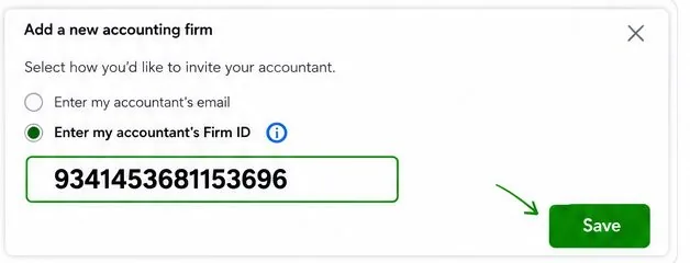 Add a new accounting firm dialog with Firm ID entered